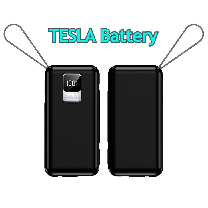 10000mAh - 22.5W Super Quick Charge Bult in cable Power Bank (TESLA Battery)